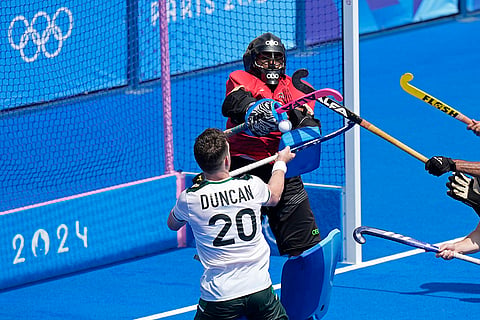 Sreejesh make a save during match against Ireland